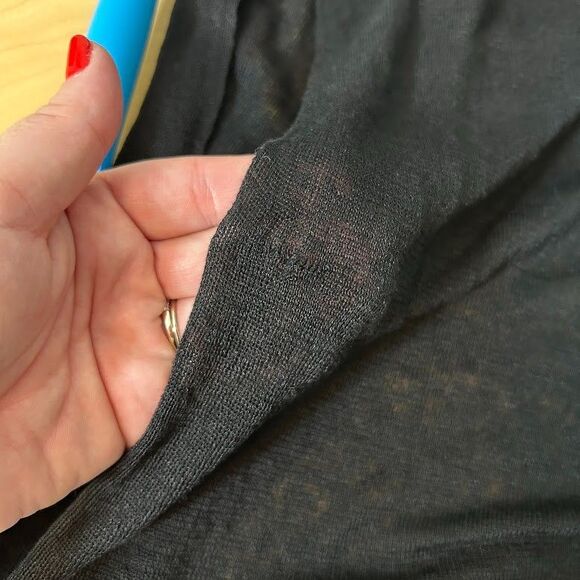 Eileen Fisher Project Duster Cardigan M Black Hemp Layering Sleeveless Lagenlook - Picture 8 of 8